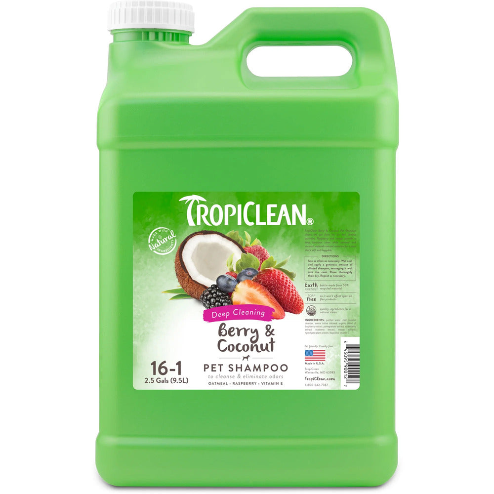 Tropiclean Berry & Coconut Deep Cleaning 16:1 Shampoo 2.5 Gallon