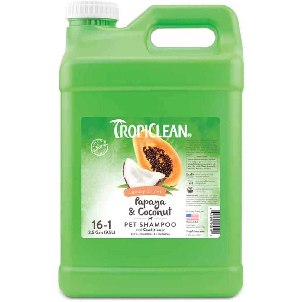 Tropiclean Papaya & Coconut (Luxury 2 in 1) 16:1 Shampoo 2.5 Gallon