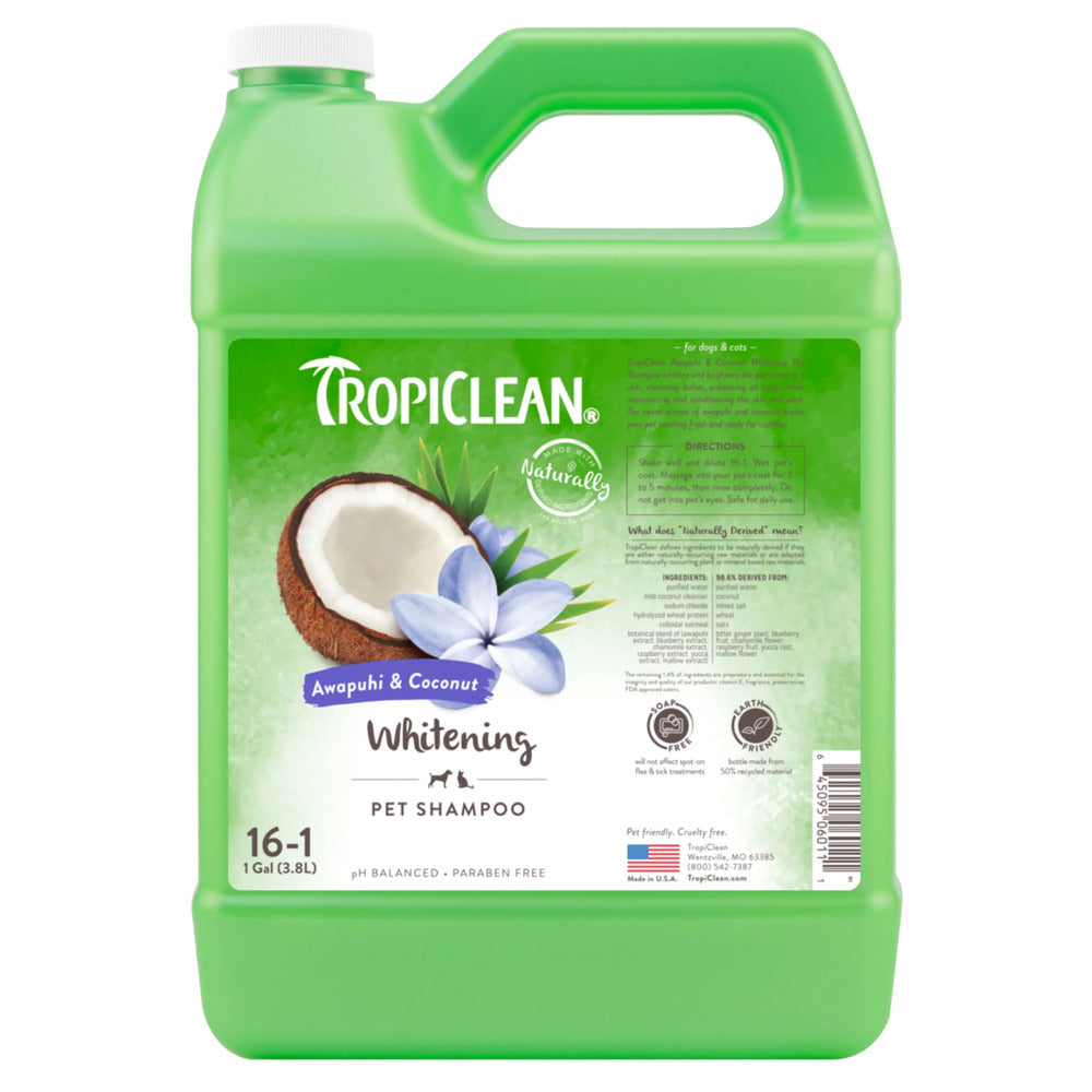 Tropiclean Awapuhi & Coconut Whitening 16:1 Shampoo Gallon