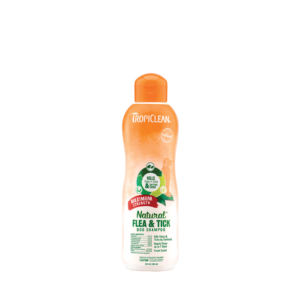 Tropiclean All Natural Flea & Tick Shampoo Max Strength 20 oz