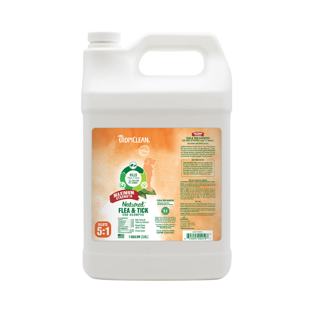 Tropiclean All Natural Flea & Tick Max Strength 5:1 Shampoo Gallon