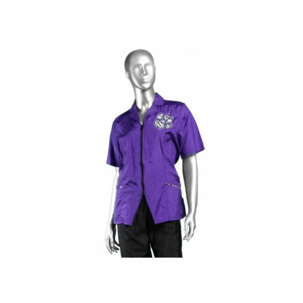 Stylist Wear Pipped Pocket Zipper Jacket with Paw - Teal, Pink OR Purple