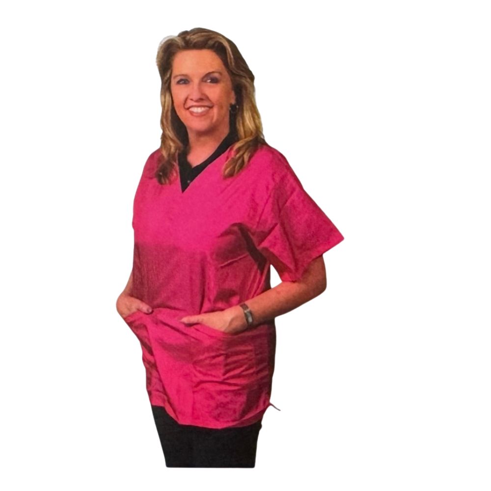 Stylist Wear Crinkle Nylon Scrub Top - Pink OR Black