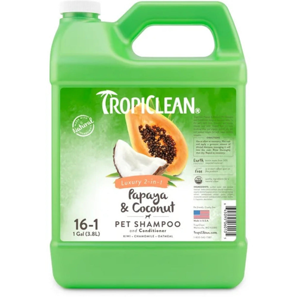 Tropiclean Papaya & Coconut (Luxury 2 in 1) 16:1 Shampoo Gallon