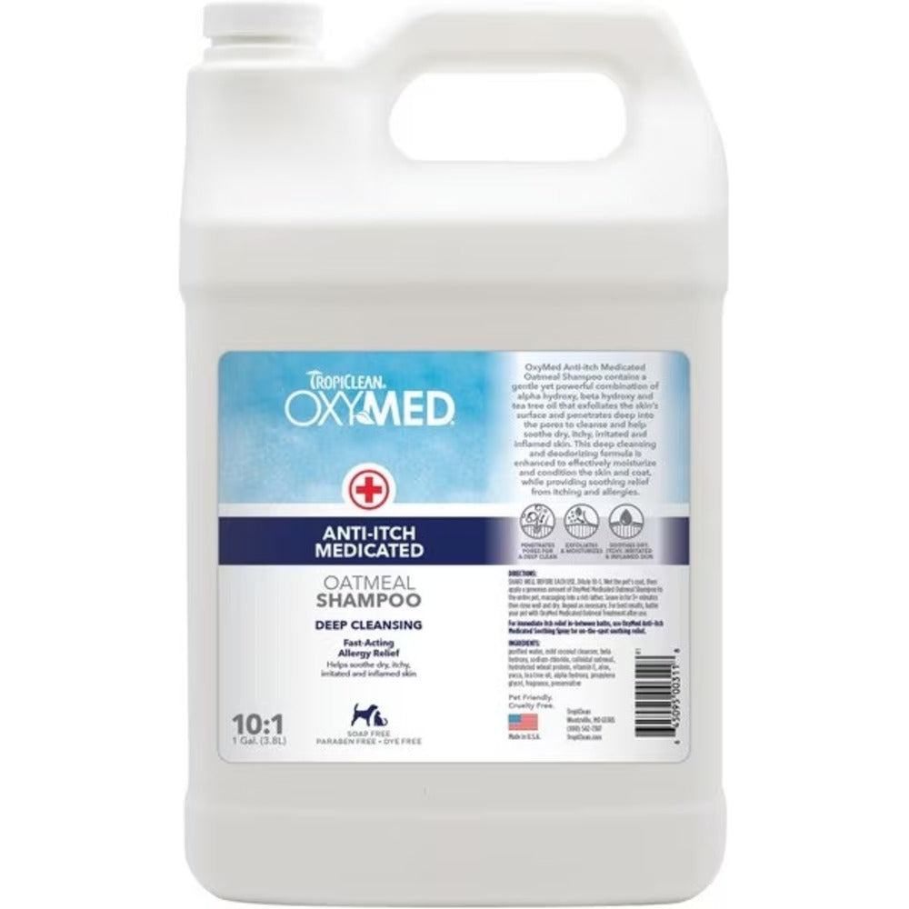 Tropiclean Oxy-Med Medicated Oatmeal 10:1 Shampoo Gallon